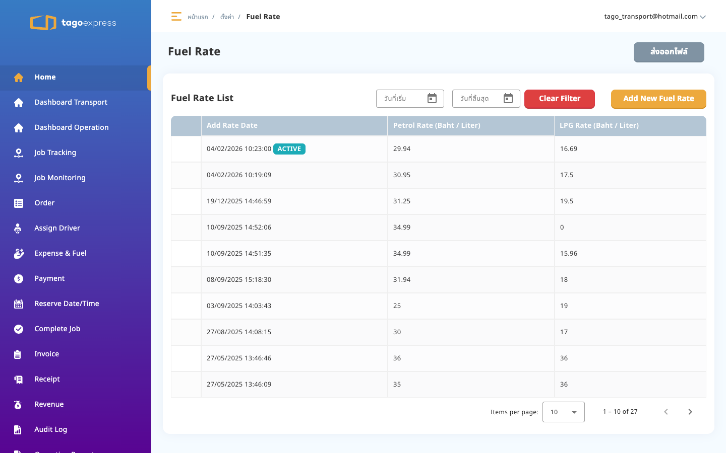 Fuel Rate